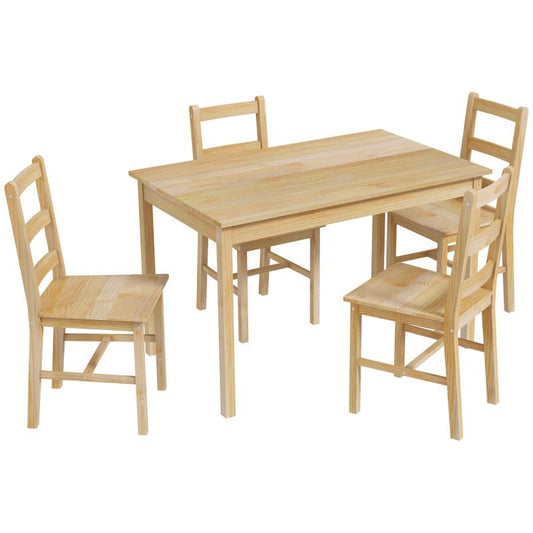 Eettafelset – Eetkamerset – Eethoek – Keukentafelset – Zitgroep – Ruimtebesparend Rechthoekig Ontwerp – Licht Beige Massief Hout