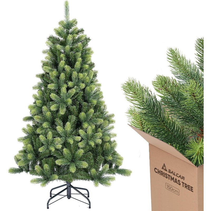 Kerstboom – Kunstkerstboom – Kunstboom – Versierde Boom – Flocked Boom – 210 cm Hoogte – Realistische PE Tips – Met Ingebouwde Verlichting