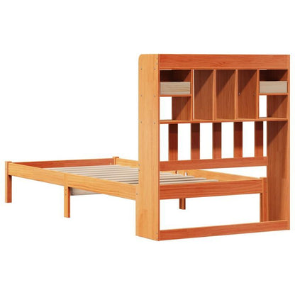 Modern Bookcase Bed with Built-in Shelves - Space-Saving Design, Hardwood Construction, Easy Assembly - for Small Apartments, Dorms, Studios - Marrone Cera (Brown-) - Mattress Not Included - Model 100x200cm (39x79"), Dorm Roo