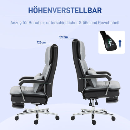 Bureaustoel – Ergonomische Stoel – Office Chair – Kantoorstoel – Computerstoel – Verstelbare Hoogte 123-129 cm – Lichtgrijze Stof Met Zwarte Details