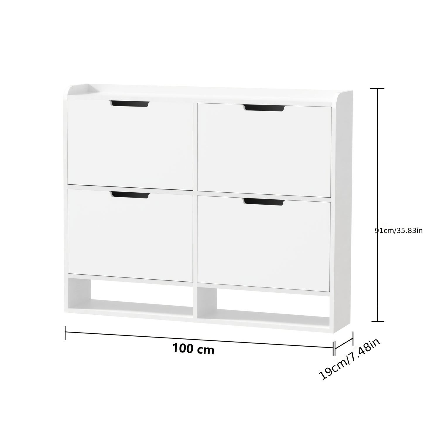 Schoenenkast – Schoenmeubel – Schoenopberger – Schoenrek – Halmeubel – Wit – 4 Kanteldeuren – Ruime Opbergruimte Voor 16-24 Paar Schoenen