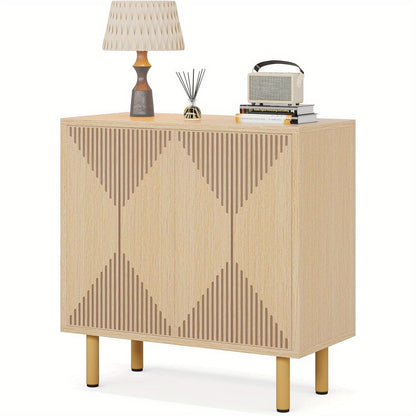 Dressoir – Sideboard – Buffetkast – Opbergkast – Kast – Hout – Compact Formaat 75x35x60 cm – Anti-Omvalbeveiliging & Veermechanisme Deuren