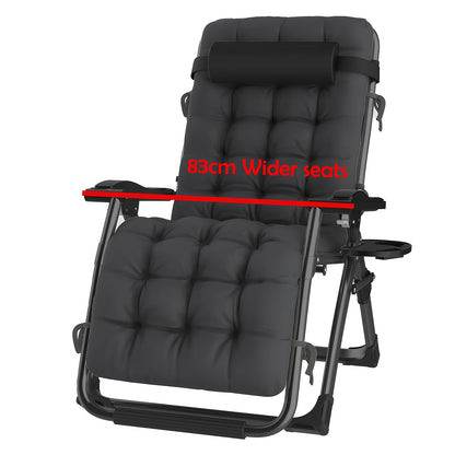 83Cm Extra Wide Patio Lounge Chair, Garden Lounge Chair with Removable Headrest And Thick Seat Cushion, Foldable Lounge Chair Suitable for Seaside, Patio, Garden