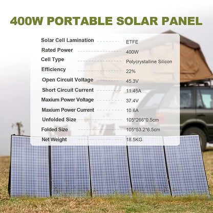 ALLPOWERS 400W/200W/100W Portable Solar Panel Featuring 36V+ Solar Output with XT60/DC Adapter for Power Stations, Solar Generators, Camping, Rvs, Boats, Emergency Power, And Outdoor Gardens.