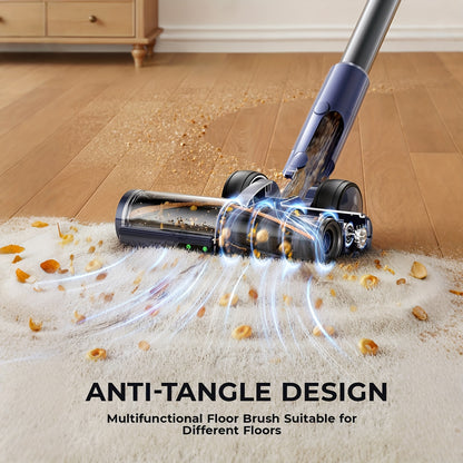 Draadloze Steelstofzuiger – Snoerloze Stofzuiger – Handstofzuiger – Duwstofzuiger – Oplaadbare Stofzuiger – 90 Min Batterijduur – 650W Vermogen – Blauw