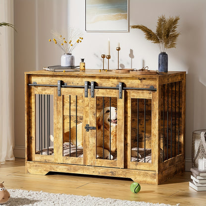 Hondenbench – Hondenkooi – Hondenhok – Hondenbench Meubel – Hondenkooi Hout – Dubbele Schuifdeuren – Stevig Houten Meubel 105x58x75,4 cm