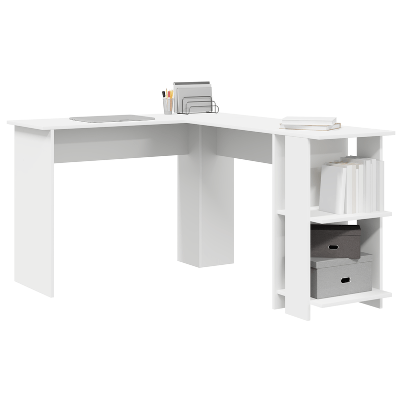 Hoekbureau – Bureau – Computerbureau – Werktafel – Wit – Ruim Werkblad – Duurzaam Gefineerd Hout