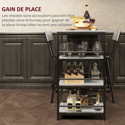 Barset – Bartafel – Barmeubel – Barstoelen – Hoge Eettafel – Lichtgrijs – Ruimtebesparend Design – Stalen Frame Met MDF Blad