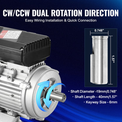 Elektrische Motor – Industriële Motor – Universele Motor – Waterpomp Motor – Machine Motor – 0,55 kW Vermogen – Roestvrijstalen Behuizing