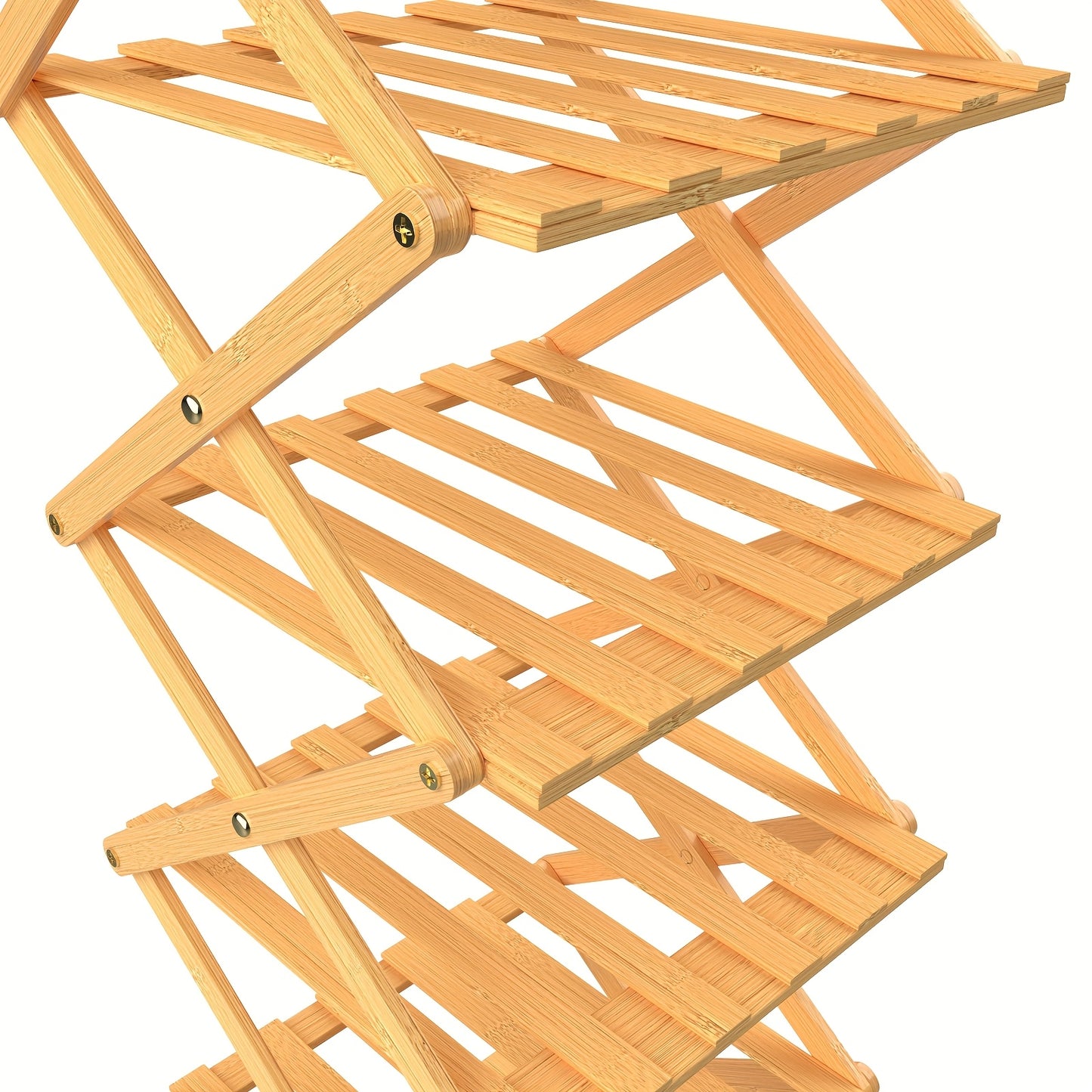 Schoenenkast – Schoenenrek – Schoenenopberger – Schoenenrekje – Hal Organizer – 7 Lagen – Opvouwbaar – Bamboe & Kunstboard – Smal & Vrijstaand – 25x25x125 cm