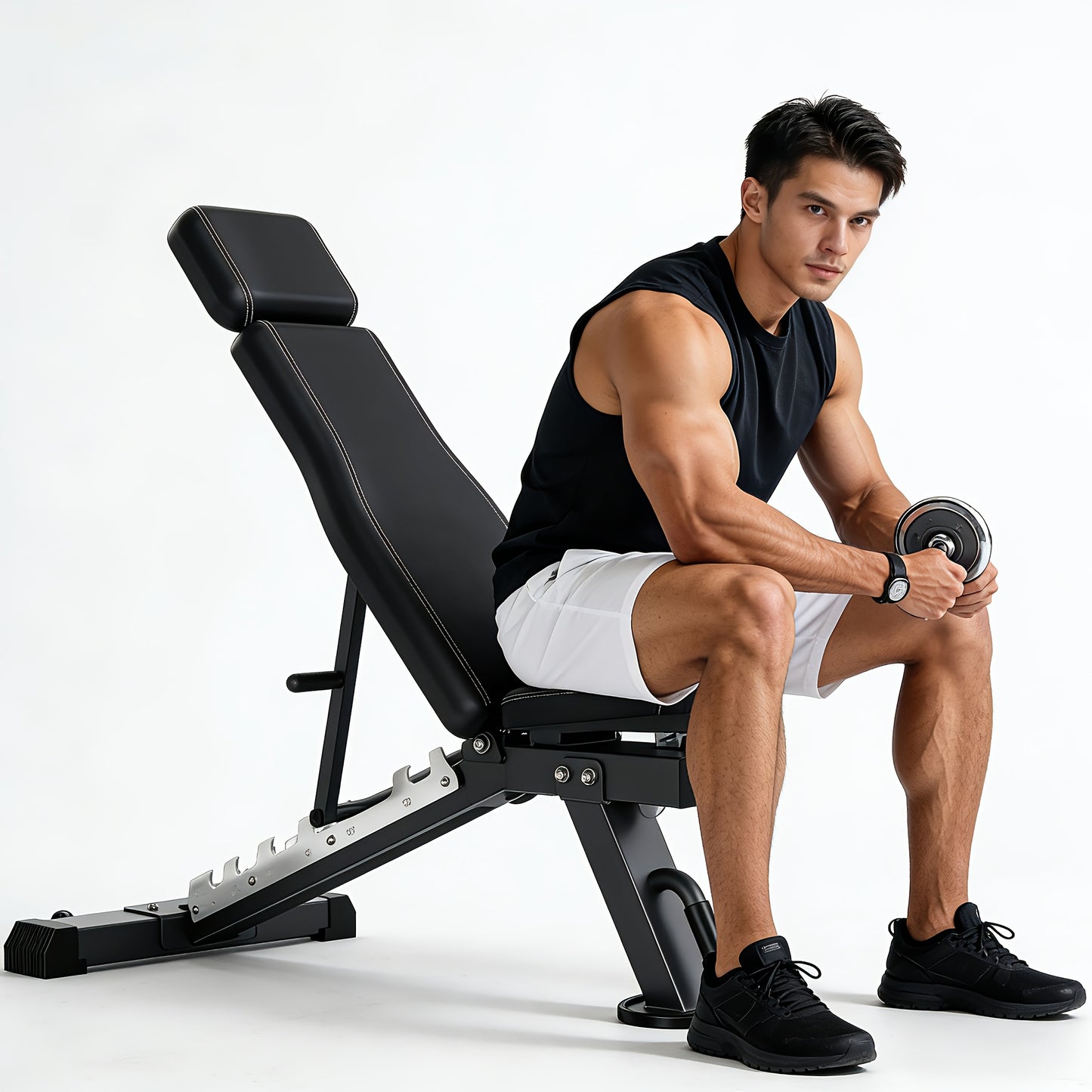 VOWVIT Adjustable Weight Bench - Heavy-Duty 4-in-1 Folding Training Bench with Incline/Decline/Flat Position, Portable Gym Bench Suitable for Full Body Workouts, Suitable for Home & Gym Use