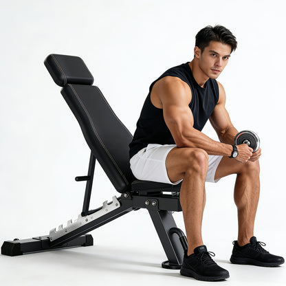 VOWVIT Adjustable Weight Bench - Heavy-Duty 4-in-1 Folding Training Bench with Incline/Decline/Flat Position, Portable Gym Bench Suitable for Full Body Workouts, Suitable for Home & Gym Use