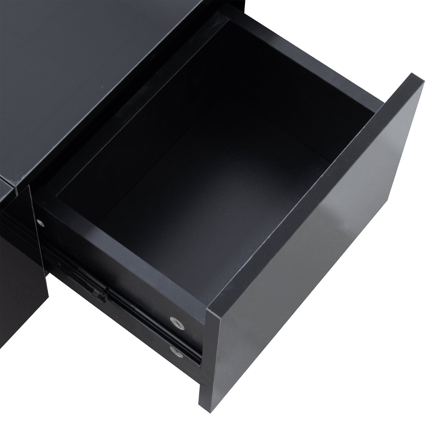 Salontafel – Woonkamermeubel – Sofa Tafel – Koffietafel – Tafel Met Opbergruimte – Zwart Met Hoogglans – Schuifsysteem Met Verborgen Vakken – 100x50x31 cm