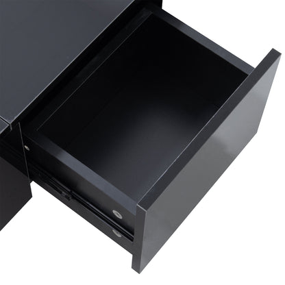 Salontafel – Woonkamermeubel – Sofa Tafel – Koffietafel – Tafel Met Opbergruimte – Zwart Met Hoogglans – Schuifsysteem Met Verborgen Vakken – 100x50x31 cm