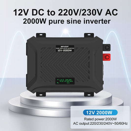 2000W Omvormer – Power Inverter – Spanningsomzetter – Stroomomzetter – Sine Wave Omvormer – Pure Sinusgolf – 4000W Piekvermogen – Metalen Behuizing
