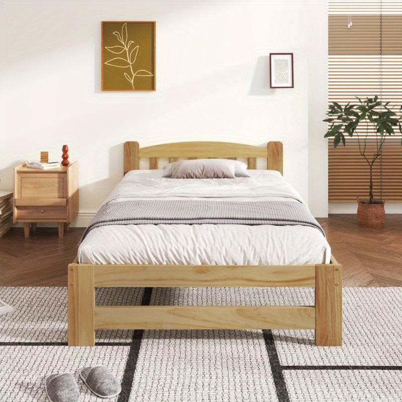 Bedframe – Eenpersoonsbed – Jeugdbed – Logeerbed – Slaapkamerbed – Massief Hout – 90x200 cm – Vooraf Gemonteerd – Lattenbodem – Klassiek Minimalistisch Design