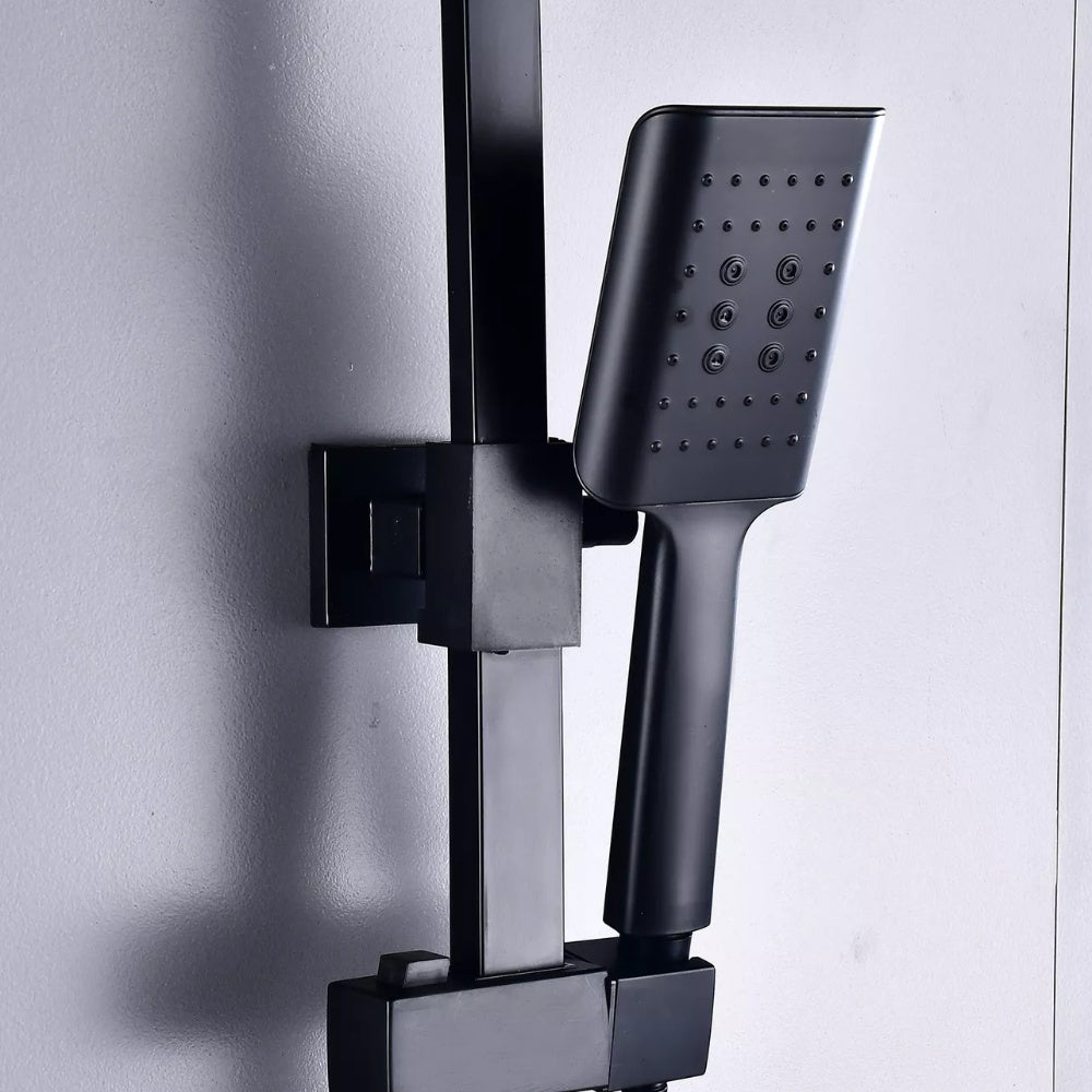 Doucheset – Douchekop – Regendouche – Handdouche – Douchekraan – Thermostatisch – Roestvrij Staal – Verstelbare Hoogte – 18x27 cm Regendouche