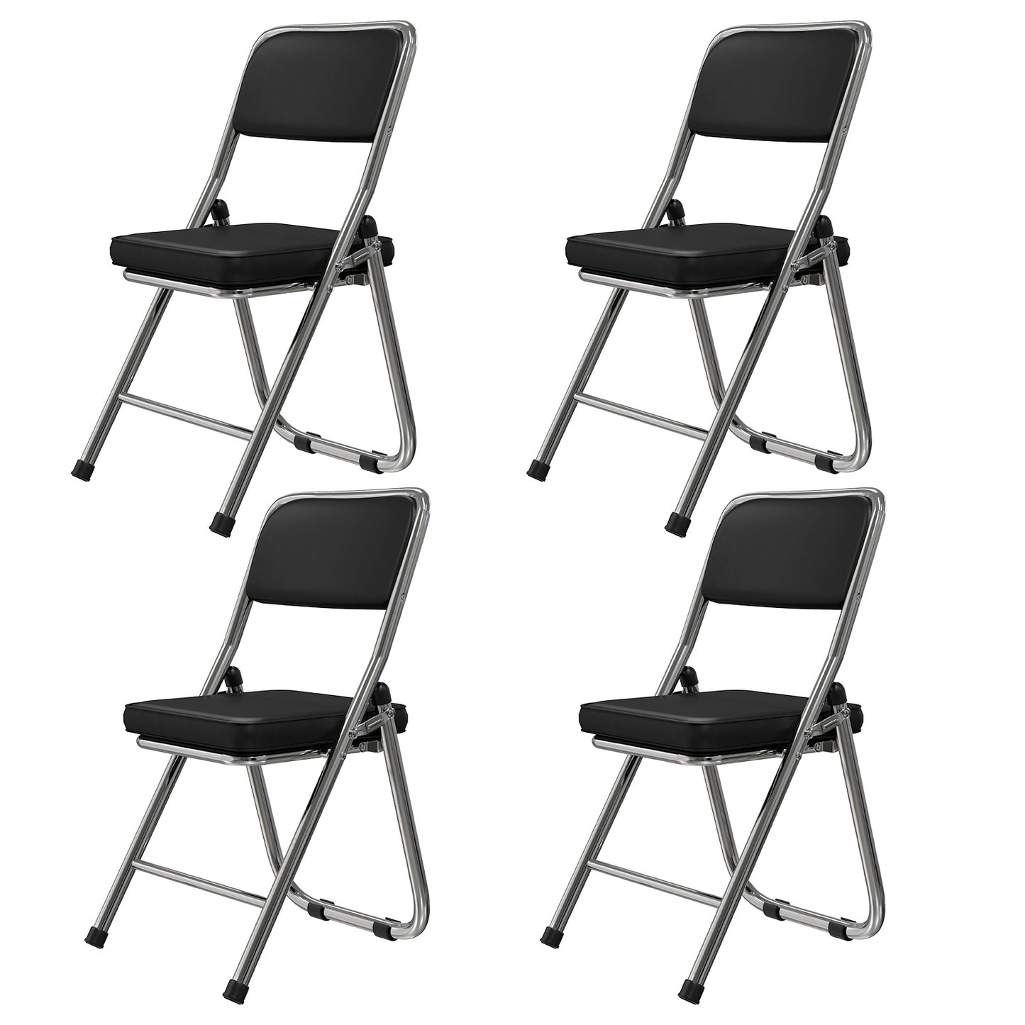 Eetkamerstoelen – Stoelenset – Kuipstoelen – Bistrostoelen – Kunstleren Stoelen – Zwart – Comfortabele Schuimvulling – Stevig Metalen Frame