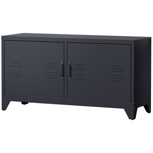 TV Meubel – TV Kast – TV Dressoir – TV Bank – TV Stand – Industrieel Design – Stalen Frame 119x40x63,5 cm Zwart
