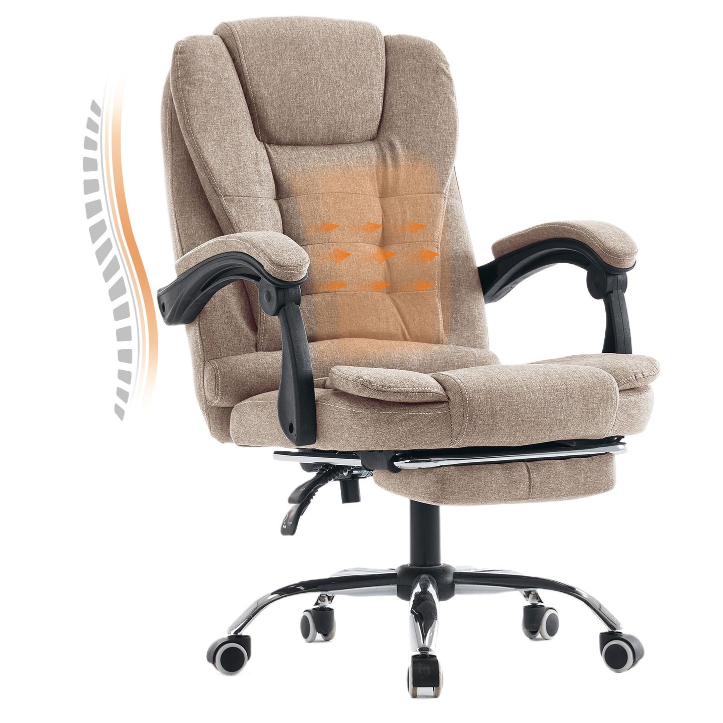 Bureaustoel – Bureau Stoel – Kantoorstoel – Werkstoel – Studiebureaustoel – Verstelbare Zithoogte – Memory Foam Rugkussen – Beige
