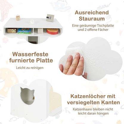 Kattenbakkast – Kattenbakmeubel – Kattenhuis – Kattenbakverstopper – Bijzettafel – Wit – Verborgen Ontwerp – Ruime Opbergruimte