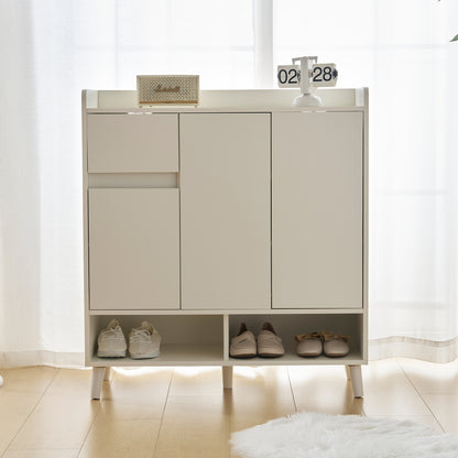 Dressoir – Ladekast – Opbergkast – Schoenenkast – Kast – Wit – Verstelbare Planken – Houten Poten – 90x99x35 cm