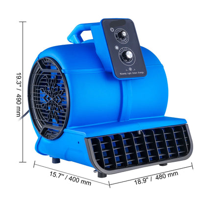 Luchtverplaatsingsventilator – Luchtverfrisser – Luchtdroger – Ventilator – Ventilatieventilator – 3 Snelheden 1500-2600 CFM – Instelbare Blaashoek