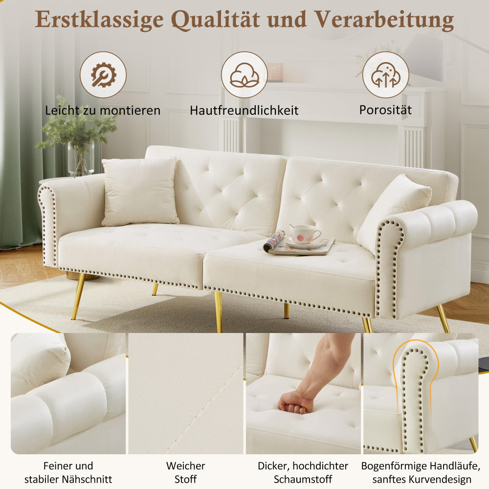 This Modern Velvet Two-Person Sofa Bed Comes with a Backrest That Can Be Adjusted to Three Different Positions. Its Chic Design Not Only Provides Sleeping Options But Also Maximizes Space And Supports a Strong Weight Limit, M