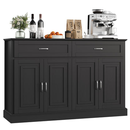 Dressoir – Sideboard – Opbergkast – Buffetkast – Tv-kast – Modern Design – Massief Hout & Spaanplaat – Ruime Opbergruimte met Lades en Deuren