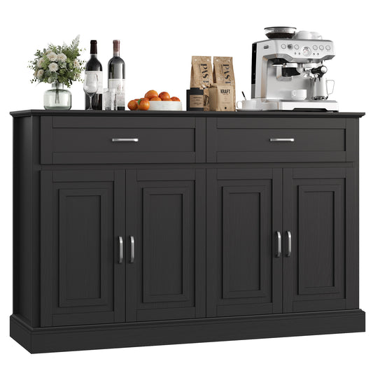Dressoir – Sideboard – Opbergkast – Buffetkast – Tv-kast – Modern Design – Massief Hout & Spaanplaat – Ruime Opbergruimte met Lades en Deuren