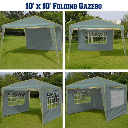 3x3m Outdoor Partytent – Vouwtent – Tuiptent – Tent met Zijpanelen – Tuinkamer – Windbestendig – Koudebestendig – Inclusief 4 Zijpanelen – Draagbaar Grijs
