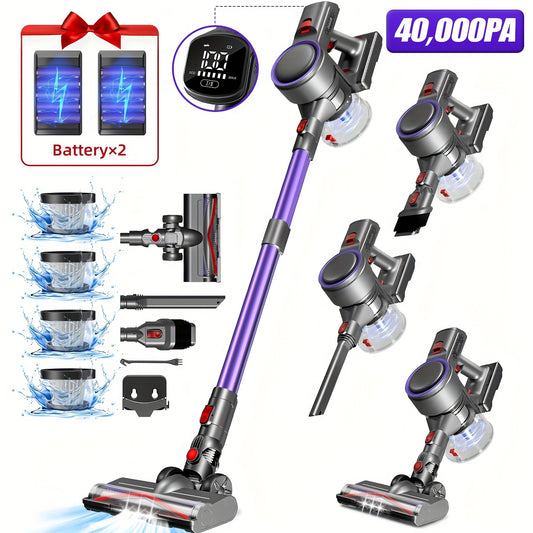 Authmic Cordless Vacuum With Touchscreen Display And Anti-Tangle Brush, Up To 55 Minutes Runtime, Suitable For Carpets, Hard Floors, And Pet Hair.