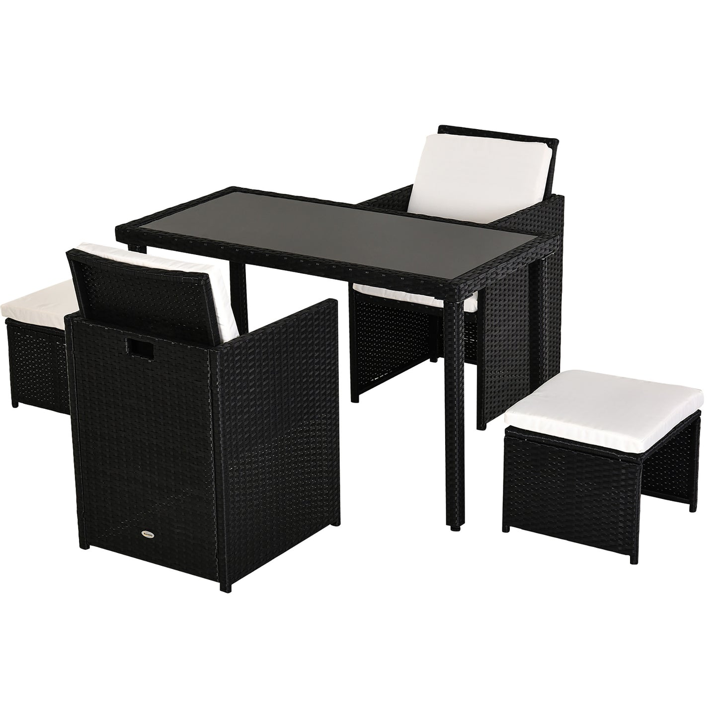Tuinset – Diningset – Loungeset – Zitgroep – Buitenmeubelset – Polyrattan met Kussens – Compact Opbergbaar
