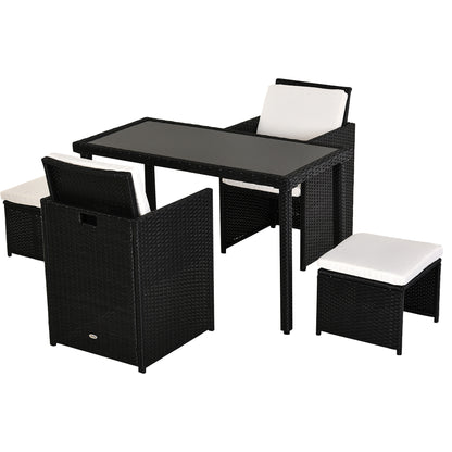 Tuinset – Diningset – Loungeset – Zitgroep – Buitenmeubelset – Polyrattan met Kussens – Compact Opbergbaar