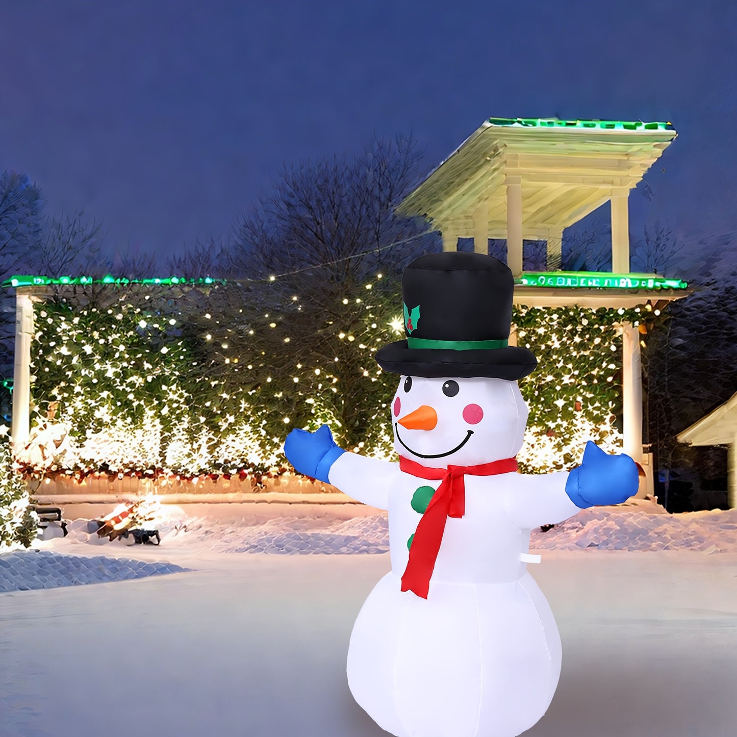 Opblaasbare sneeuwpop – kerstdecoratie – kerstversiering – kerstfiguur – kerstornament – 1,2 meter – duurzaam polyester – zelfopblaasbaar zonder stroom