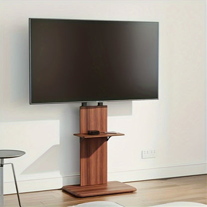 TV Vloerstandaard Hout – Universele Tv Stand – Tv Beugel Vloer – Draaibare Tv Houder – Vloermontage – Verstelbare Hoogte – Kabelmanagement – Max VESA 600x400mm