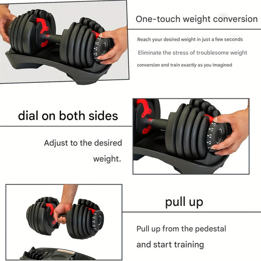 Quickly adjustable dumbbell 24kg, 1 second quick weight change, free weight combination, unisex strength training equipment (single piece)