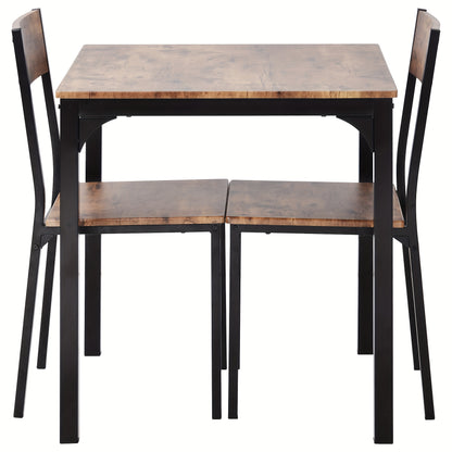 Eethoek – Zitgroep – Dinerset – Tafel Met 2 Stoelen – Balkonmeubilair – Compact En Praktisch – Massief Hout En Metaal
