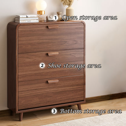 Schoenenkast – Schoenenrek – Schoenenopberger – Hal Organizer – Schoenenkast Met Klapfront – Hout – Voor 15 Paar Schoenen – Modern Bruin Wit – Ruimtebesparend Design