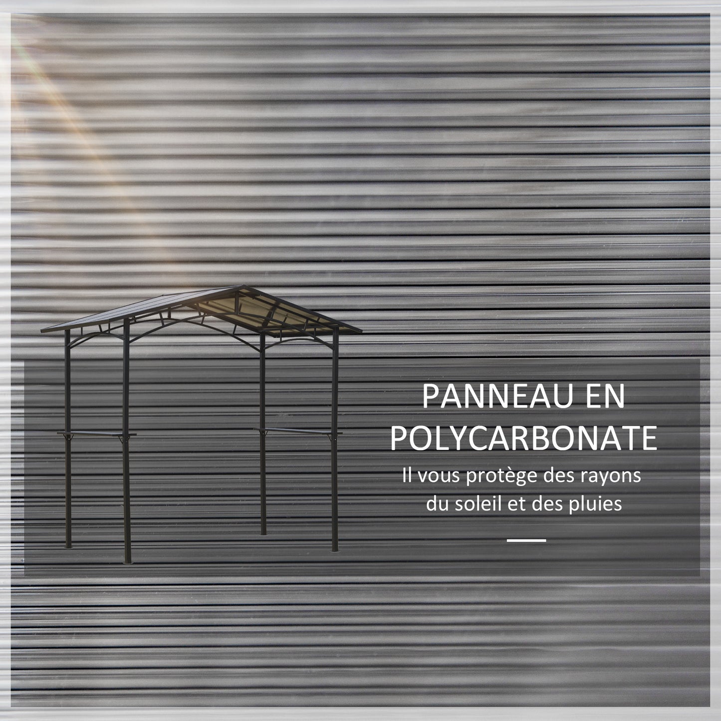 Barbecue Paviljoen – Tuinpaviljoen – BBQ Overkapping – Barbecue Schuilhut – Buitenverblijf – Aluminium en Metaal – Dubbel Polycarbonaat Dak – 2,5x1,5 Meter – Zwart