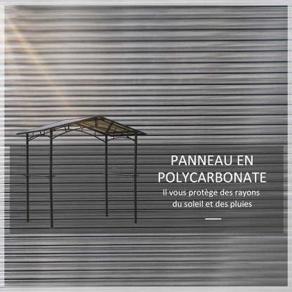 Barbecue Paviljoen – Tuinpaviljoen – BBQ Overkapping – Barbecue Schuilhut – Buitenverblijf – Aluminium en Metaal – Dubbel Polycarbonaat Dak – 2,5x1,5 Meter – Zwart