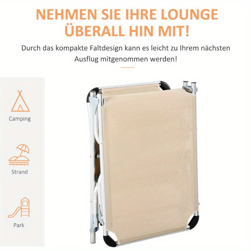 Tuinligstoel – Ligbed – Tuinstoel – Relaxstoel – Zonnebed – 5-stand Verstelbaar – Beige Mesh Met Donsvulling