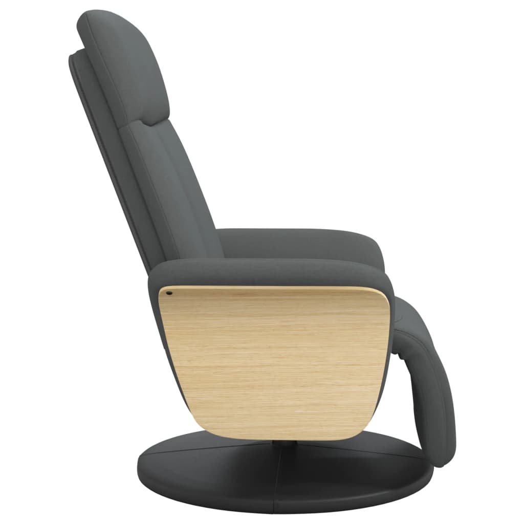 Fauteuil – Relaxfauteuil – Verstelbare Stoel – Zithoekstoel – Donkergrijze Fauteuil – Traploos Verstelbare Rugleuning – 360° Draaibaar
