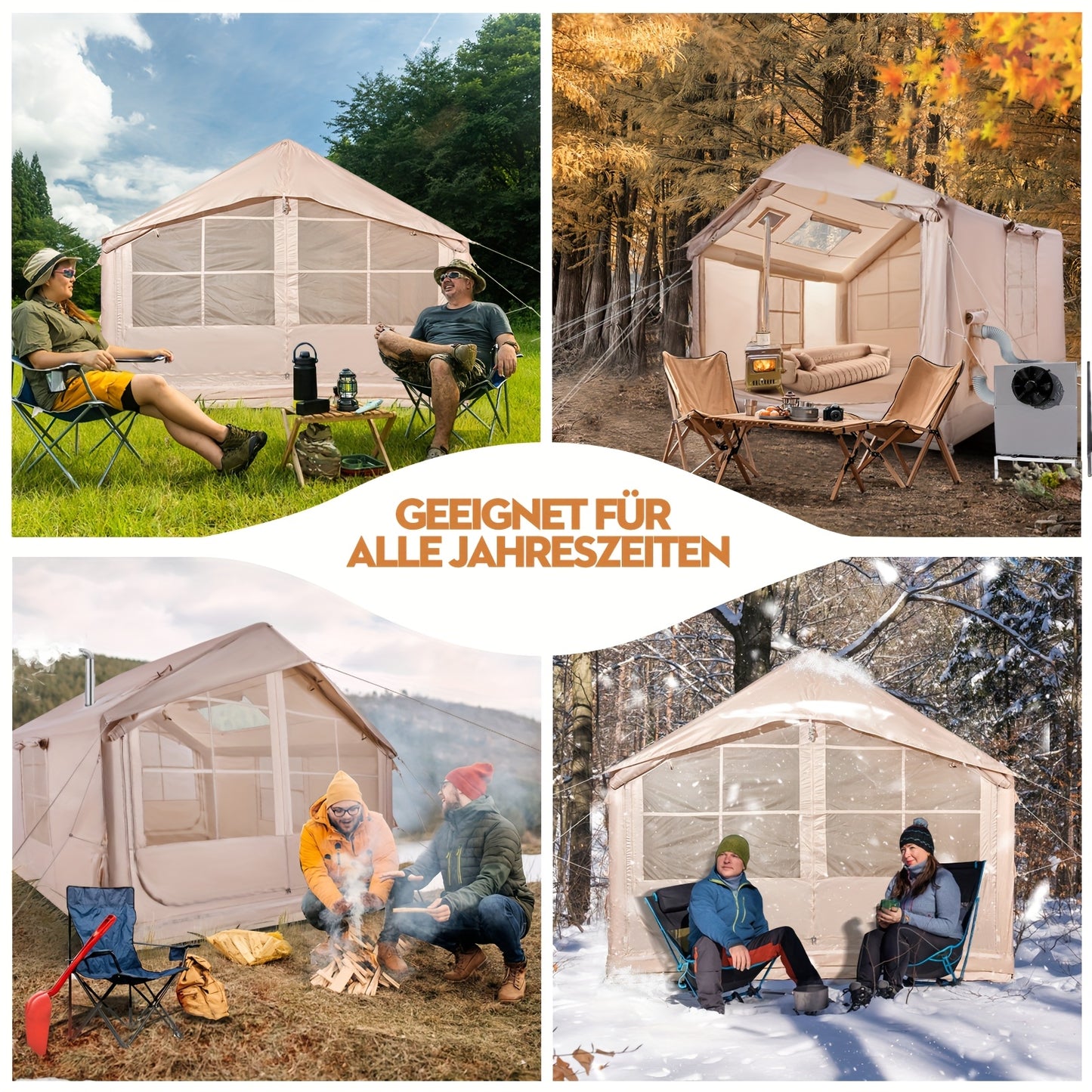 Opblaasbare Tent – Camping Tent – Festival Tent – Kampeertent – Outdoor Tent – Ruim 6-10 Persoons – Snelle Opzet Met Handpomp – Duurzaam Oxford Polyester Met Ventilatie