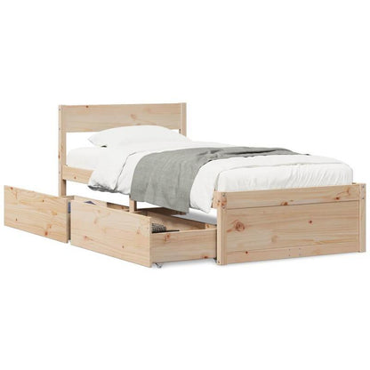 Bedframe – Bed – Bedbodem – Eenpersoonsbed – Slaapbank – Massief Dennenhout – 100x200 cm – Stevig & Geassembleerd