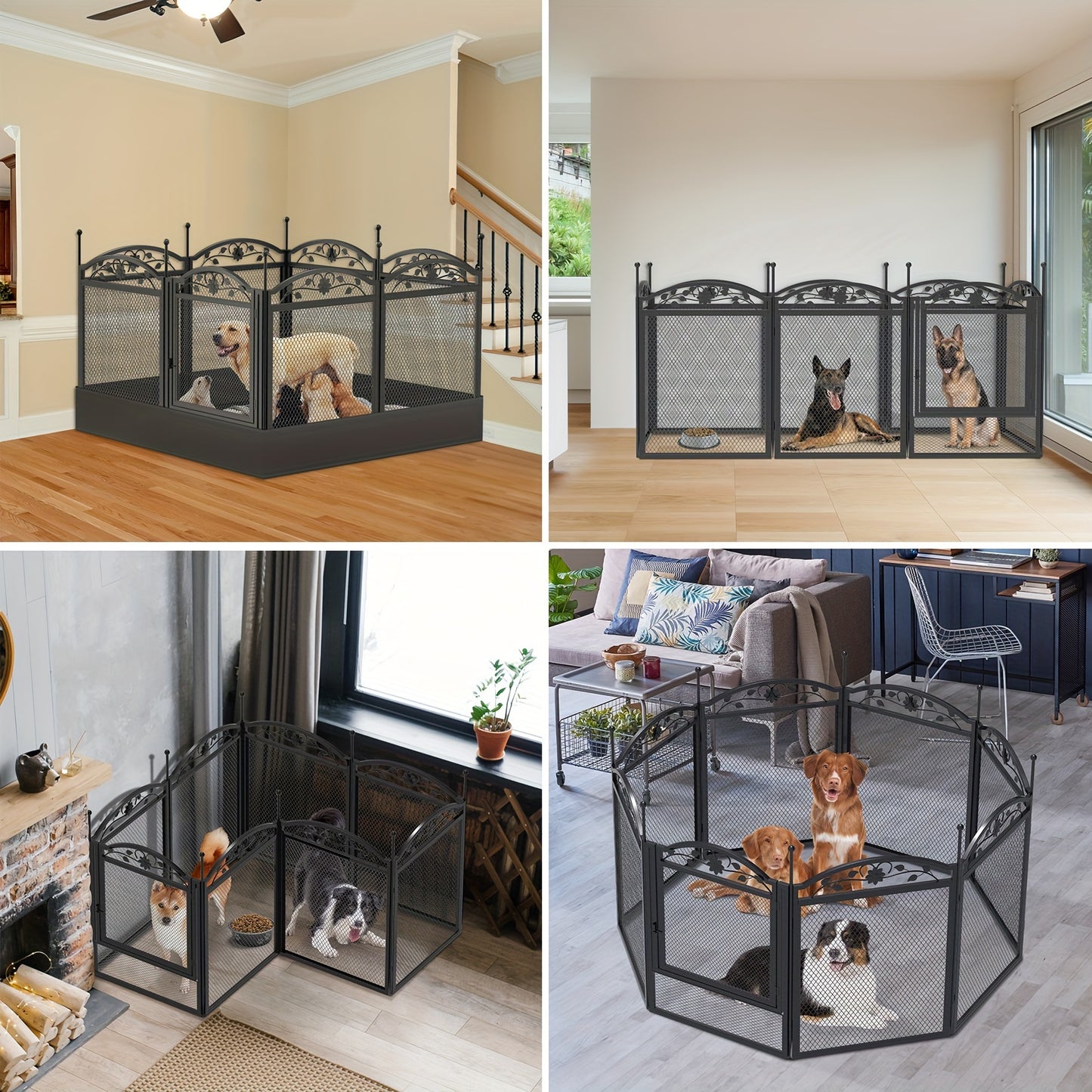 Hondenren – Puppyren – Hondenhok – Hondenkennel – Metalen Ren – 8 Panelen – Inclusief Waterdichte Onderlegger – Opvouwbaar Met Deur