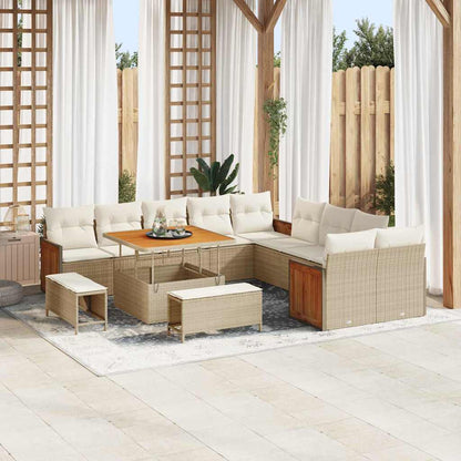 Tuinbank – Buitenbank – Loungeset – Tuinmeubilair – 5-zits – Weerbestendig Poly Rattan – Acaciahouten Frame – Inclusief Weerbestendige Kussens