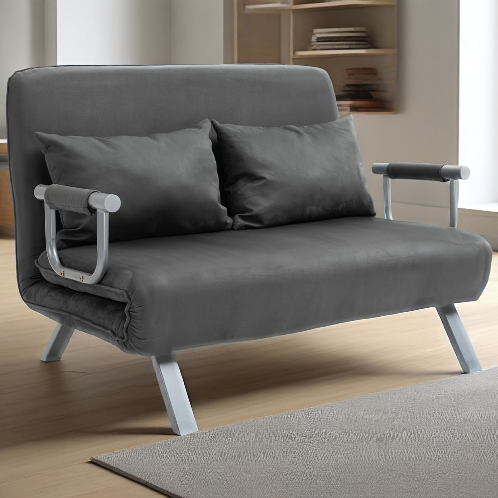 2-Zits Slaapfauteuil – Slaapbank – Bedfauteuil – Loungestoel – Gastensofa – Multifunctioneel 3-in-1 Design – Compact 65x69x80 cm – Micro-suède Grijs