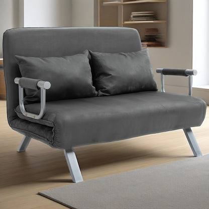 2-Zits Slaapfauteuil – Slaapbank – Bedfauteuil – Loungestoel – Gastensofa – Multifunctioneel 3-in-1 Design – Compact 65x69x80 cm – Micro-suède Grijs