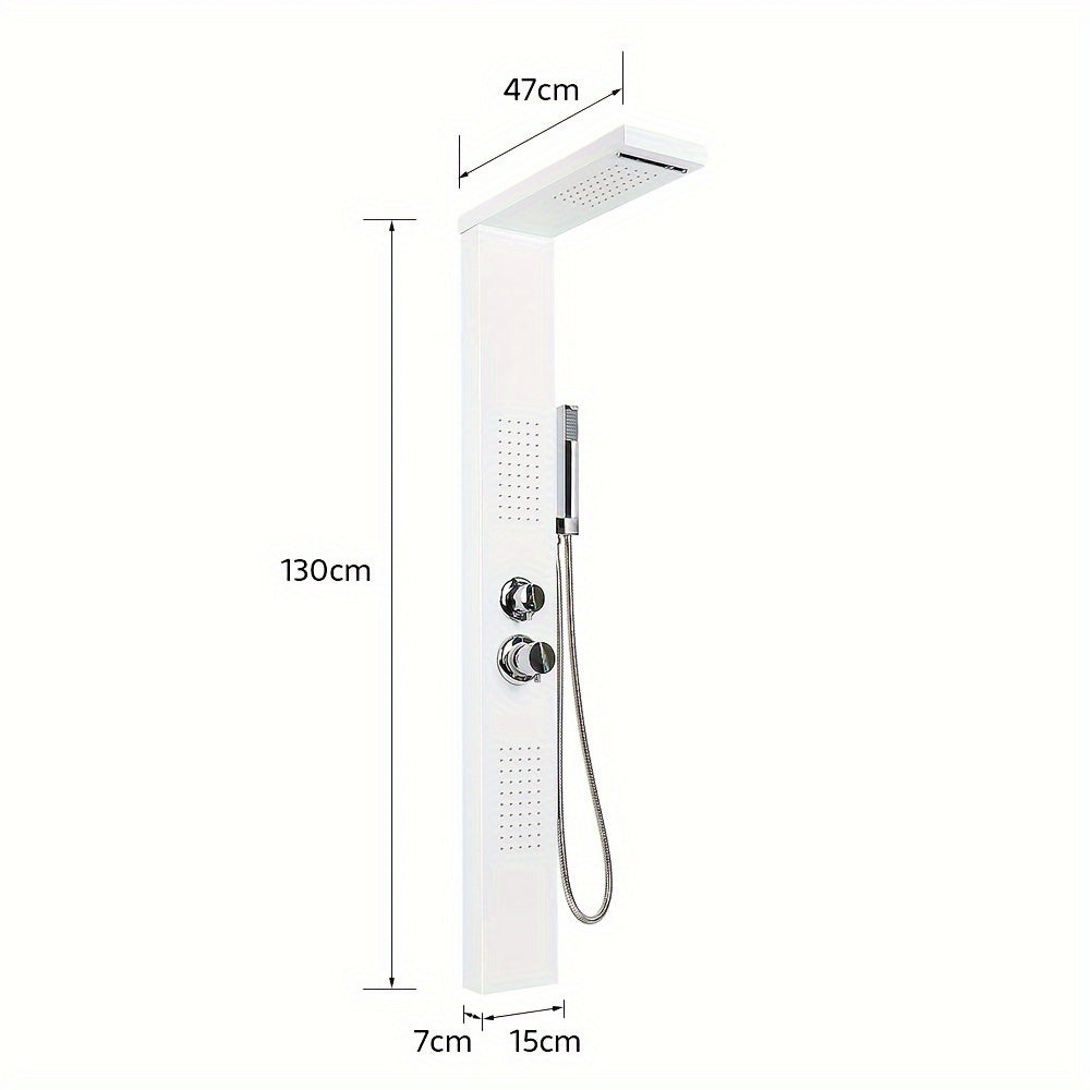 Douchepaneel – Douchekolom – Regendouche – Wandpaneel – Handdouche – 4-Functies – 130 cm Hoog – Duurzaam Corrosiebestendig Materiaal - Wit